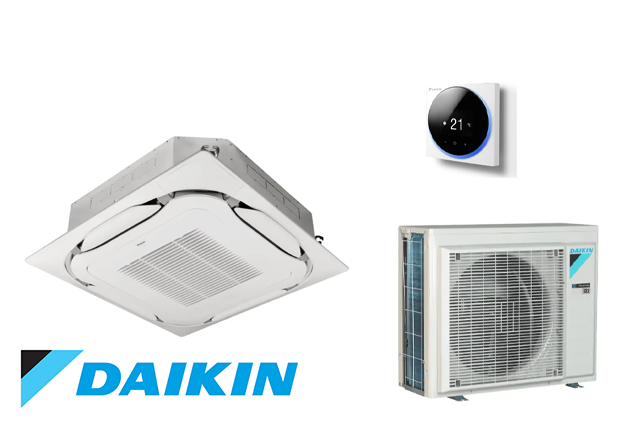 Aparat aer conditionat tip caseta rotunda Daikin FCAG35B RXM35A Round Flow 360 grade Bluevolution Inverter 12000 BTU instalat tavan