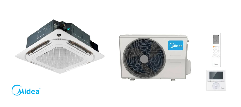 Casetă Midea Breezeless+ Roundflow montată în plafon – ambient interior comercial