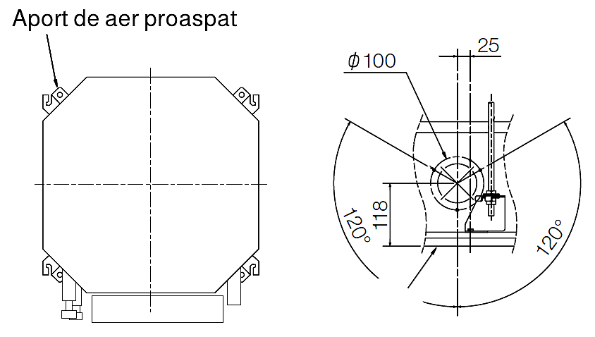 Schema aport aer proaspat exterior caseta Mitsubishi Electric SLZ-M60FA
