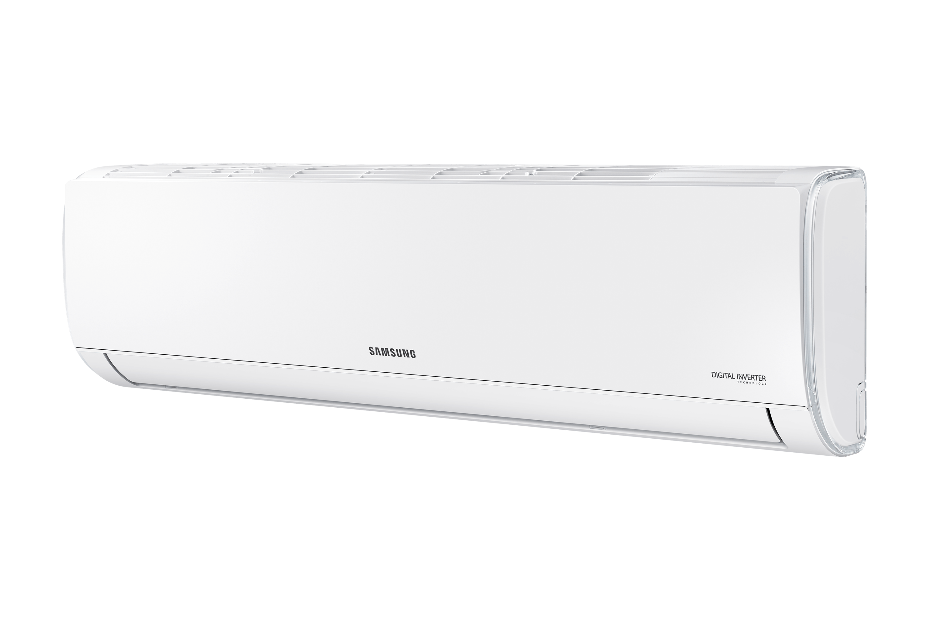 Samsung AR35 18000 BTU unitate interioară perspectivă laterală argintiu-alb