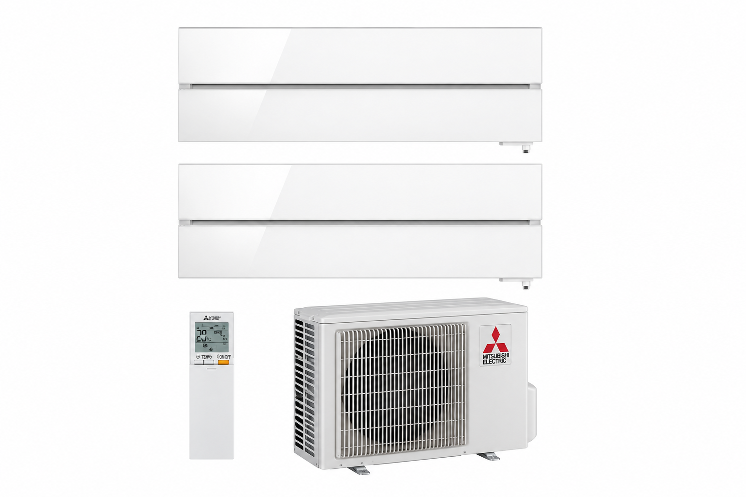 Multisplit Mitsubishi Kirigamine Deluxe Solid White 2 unități interioare, living și dormitor master